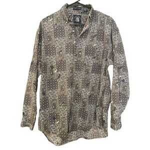 Vintage Salty Dog Men’s Medium Poplin Paisley Fishing Button Up Long Sleeve